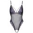 Cottelli - Body en dentelle ouverte brodée (noir-violet) - XL