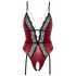 Abierta Fina - open body met jarretelles (zwart-rood) - M