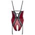 Abierta Fina - open body met jarretelles (zwart-rood) - M