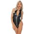 Black Glossy Zippered Sleeveless Bodysuit 