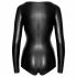 Zwart - glanzende lange mouw body - M