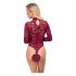 Cottelli - doorschijnend kant bodysuit (bordeaux)