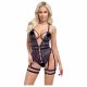 Cottelli - open strappy sexbody (zwart) - M