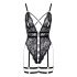 Cottelli - open strappy sexbody (zwart) - M