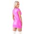 Cottelli Party - glanzende mini-jurk met korte mouwen (roze) - XL