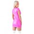 Cottelli Party - glanzende mini-jurk met korte mouwen (roze) - XL