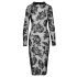 Noir - Embroidered Rose Long Sleeve Dress (Black) 