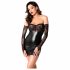 Noir - latex jurk met kanten inzet (zwart)