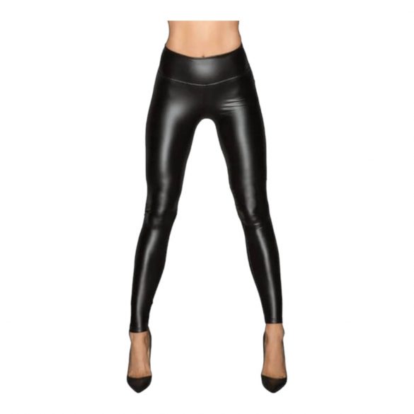 Zwart - lange, glanzende legging - M