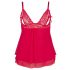 Cottelli Plus Size - kanten, los babydoll (rood)