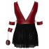 Cottelli Bondage Plus Size - dieprol babydoll (rood-zwart)