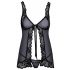 Kissable - open babydoll (zwart) - L/XL