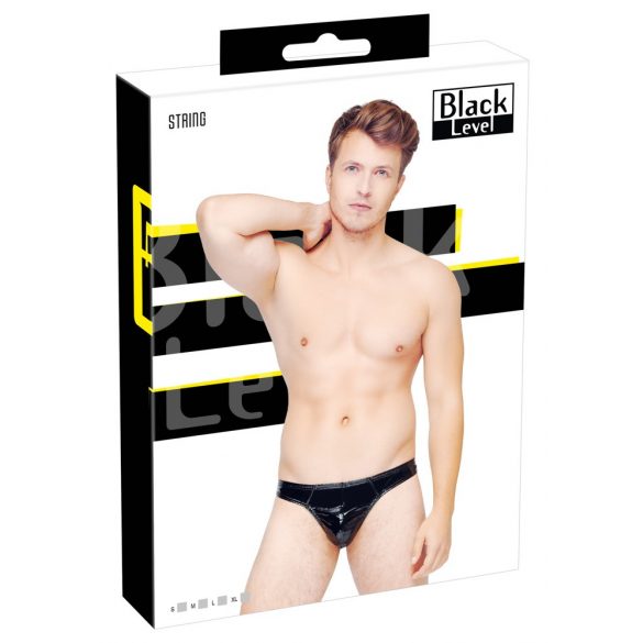 Black Level - Classic Men's Patent Thong (Black) 