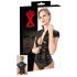 Latex - ritsluiting, korte mouw dames top (zwart)