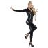 LATEX - lange mouw dames overall (zwart) - XL