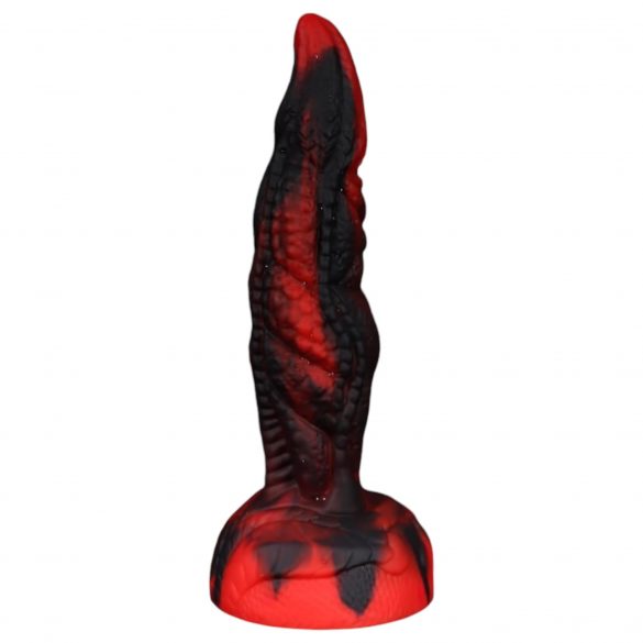 OgazR Hell Dong - Zuignap ribbel dildo - 20 cm (zwart-rood)