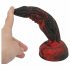 OgazR Hell Dong - Zuignap ribbel dildo - 20 cm (zwart-rood)