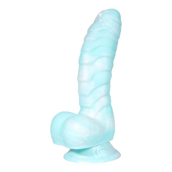 OgazR zee serpent - zuignap ribbel dildo - 17 cm (blauw-wit)