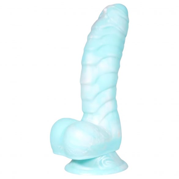 OgazR zee serpent - zuignap ribbel dildo - 17 cm (blauw-wit)