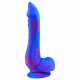 Inkipus - siliconen dildo met testikels - 18cm (blauw-roze)