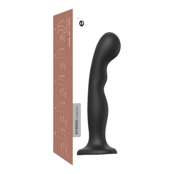 Strap-on-me P&G L - gebogen, zwarte dildo met basis