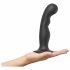 Strap-on-me P&G L - gebogen, zwarte dildo met basis