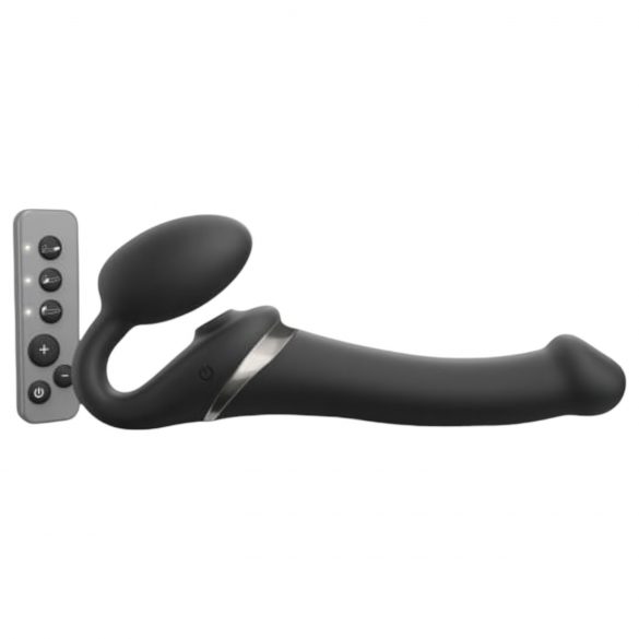 Strap-on-me M - luchtgolven strap-on vibrator - medium (zwart)