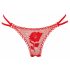 Panty roos - verborgen slipje in rozen - rood (S-L)