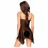 Zolderkamer Zoet Beest - rozen babydoll en string (zwart) - M/L