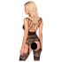 Penthouse Hottie - kanten, bandjes, net set (zwart) - XL