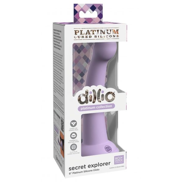 Dillio Geheime Ontdekker - zuignap eikel dildo (17cm) - paars