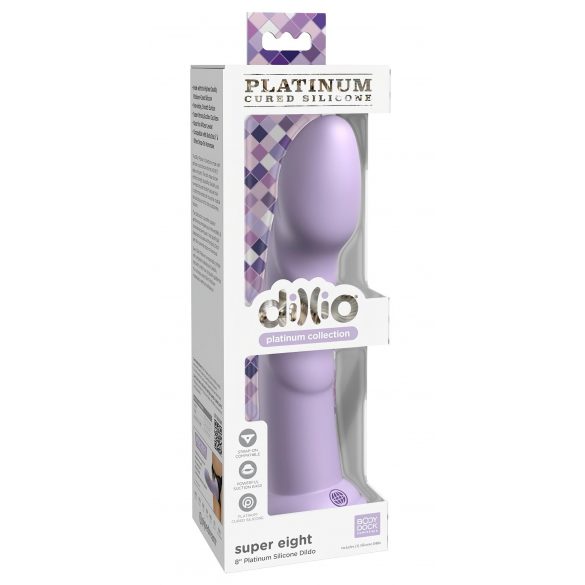 Dillio Super Acht - zuignap siliconen dildo (21cm) - paars