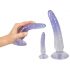 Kristal Helder - anale trainer dildo set - 3st (transparant-blauw)