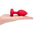 b-vibe hart - oplaadbare, draadloze anale vibrator (rood)