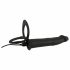 Black Velvets Dubbele F - strap-on anaal vibrator (zwart)