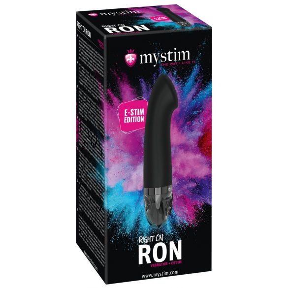 mystim Right on Ron E-Stim - oplaadbare elektro G-punt vibrator (zwart)