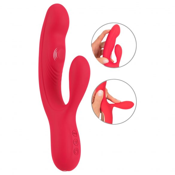 Goedsgeluk Konijn - oplaadbare 3-motorige vibrator (rood)