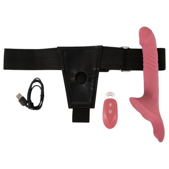 You2Toys - strap-on vibrator set (zwart-mauve)