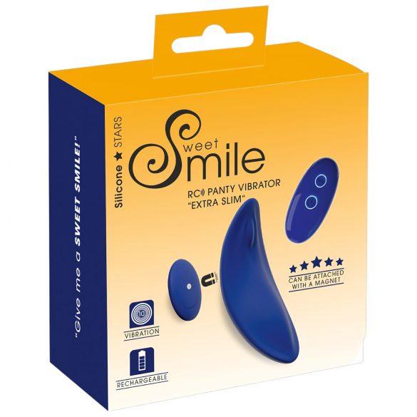 Sourire - Vibromasseur string extra fin avec télécommande (bleu)