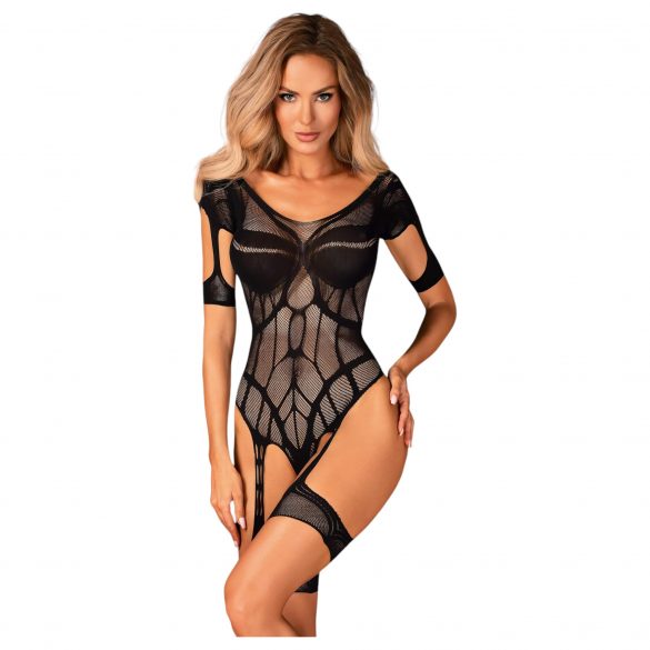 Obsessive - opengewerkte fishnet body (zwart) (S-L)