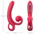 Sweet Play - tongvormige vibrator met clitorisstimulator (rood)