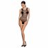 Passion BS086 - doorzichtige gestreepte body (zwart) - S-L