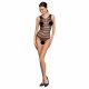 Passion BS086 - doorzichtige gestreepte body (zwart) - S-L