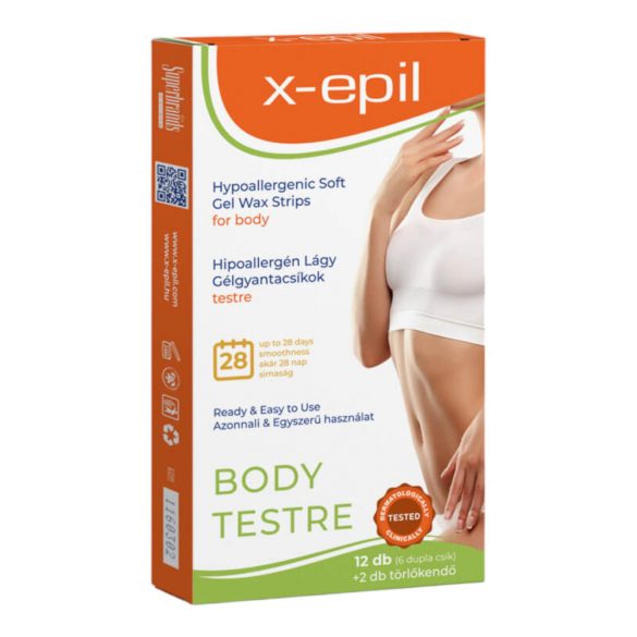 X-Epil kant-en-klare hypoallergene gelstrips - lichaam (12 stuks)