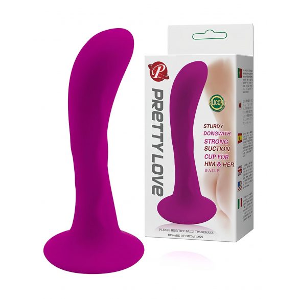 Pretty Love Anaal Plug - zuignap-basis, gebogen anale dildo (roze)