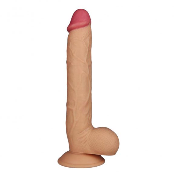 Lovetoy King-Sized - zuignap, realistisch met balzak dildo - 25cm (natuur)