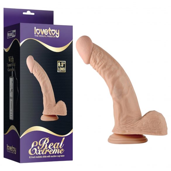 Lovetoy Real Extreme - G-spot dildo met zuignap en ballen - 21cm (natuurlijk)