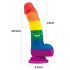 Lovetoy Prider - realistische vloeibare siliconen dildo - 19cm (regenboog)