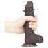 Lovetoy Sliding-Skin - tweelaagse zuigvoet dildo - 18cm (bruin)