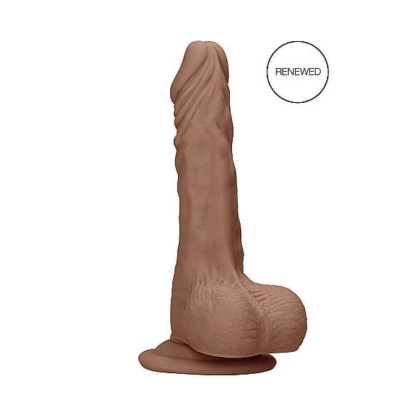 RealRock Dong 8 - realistische dildo met ballen (20cm) - donker natuur